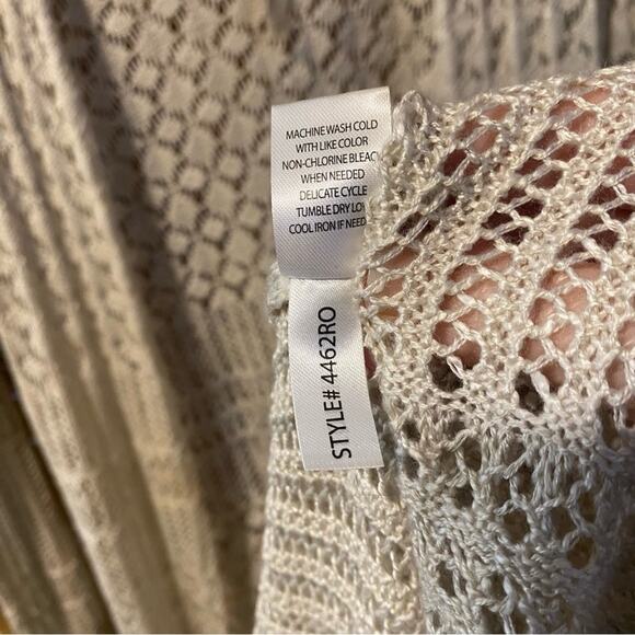 Moral fiber Long Knit Cardigan in light greige Medium NWT open knit duster boho - Picture 6 of 6